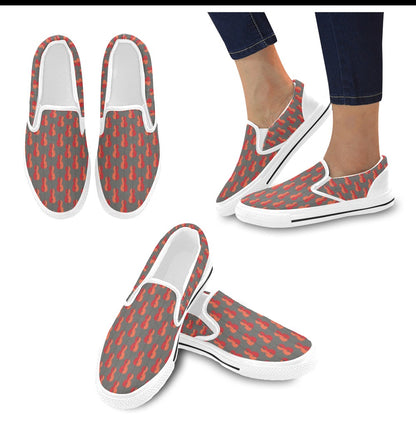 Cello Print Design LKS401 White Slip Ons Canvas Women's Shoes