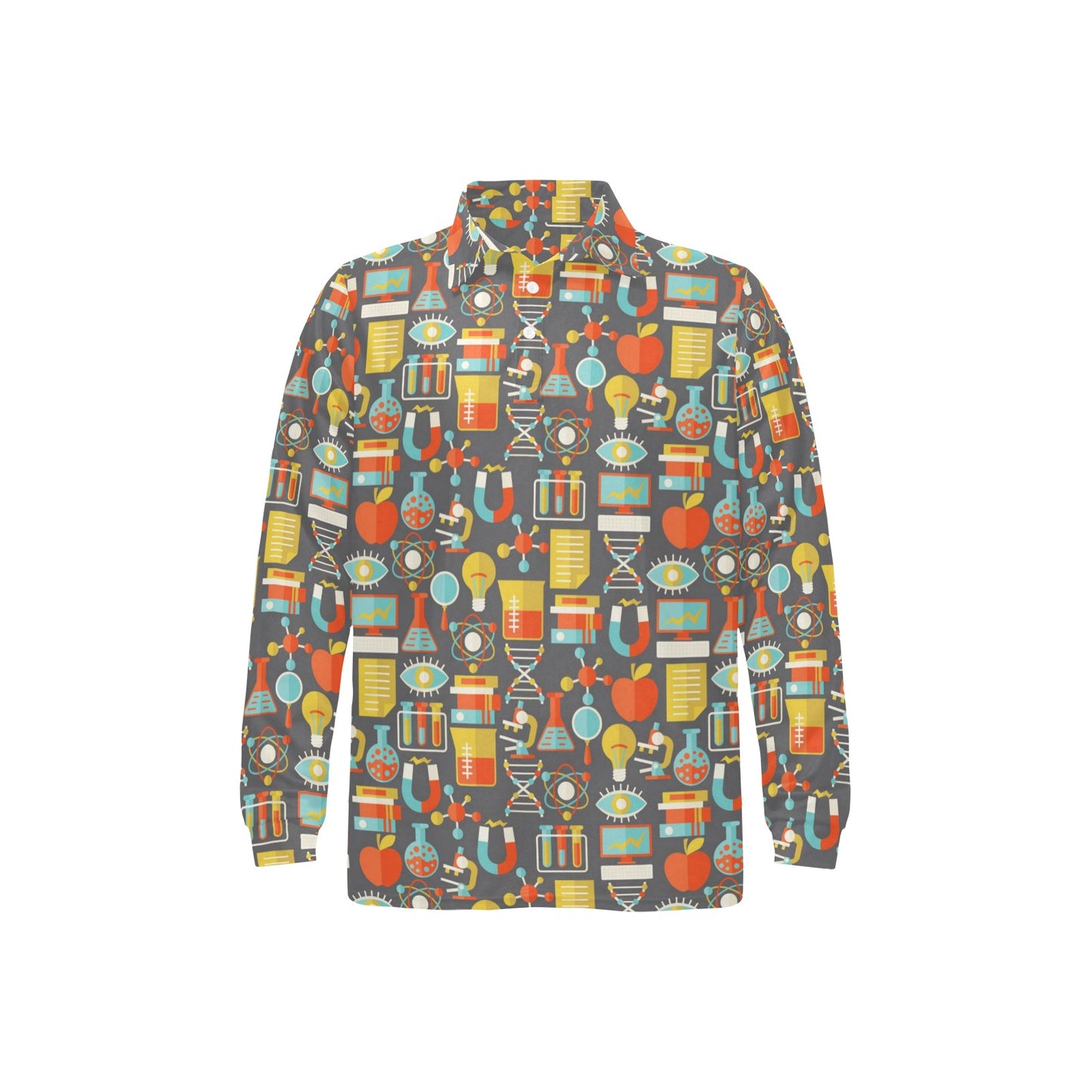 Science Print Design LKS302 Long Sleeve Polo Shirt For Men's