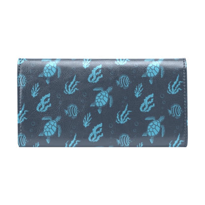 Sea Turtle Print Design LKS307 Women's Trifold Wallet