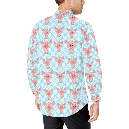 Pig Print Design LKS402 Men's Long Sleeve Dress Shirt