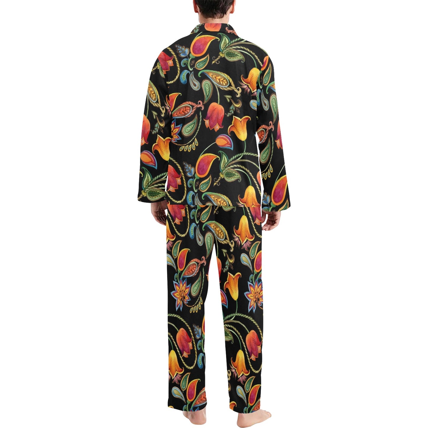 Tulip Boho Pattern Print Design TP09 Men's Long Pajama Set