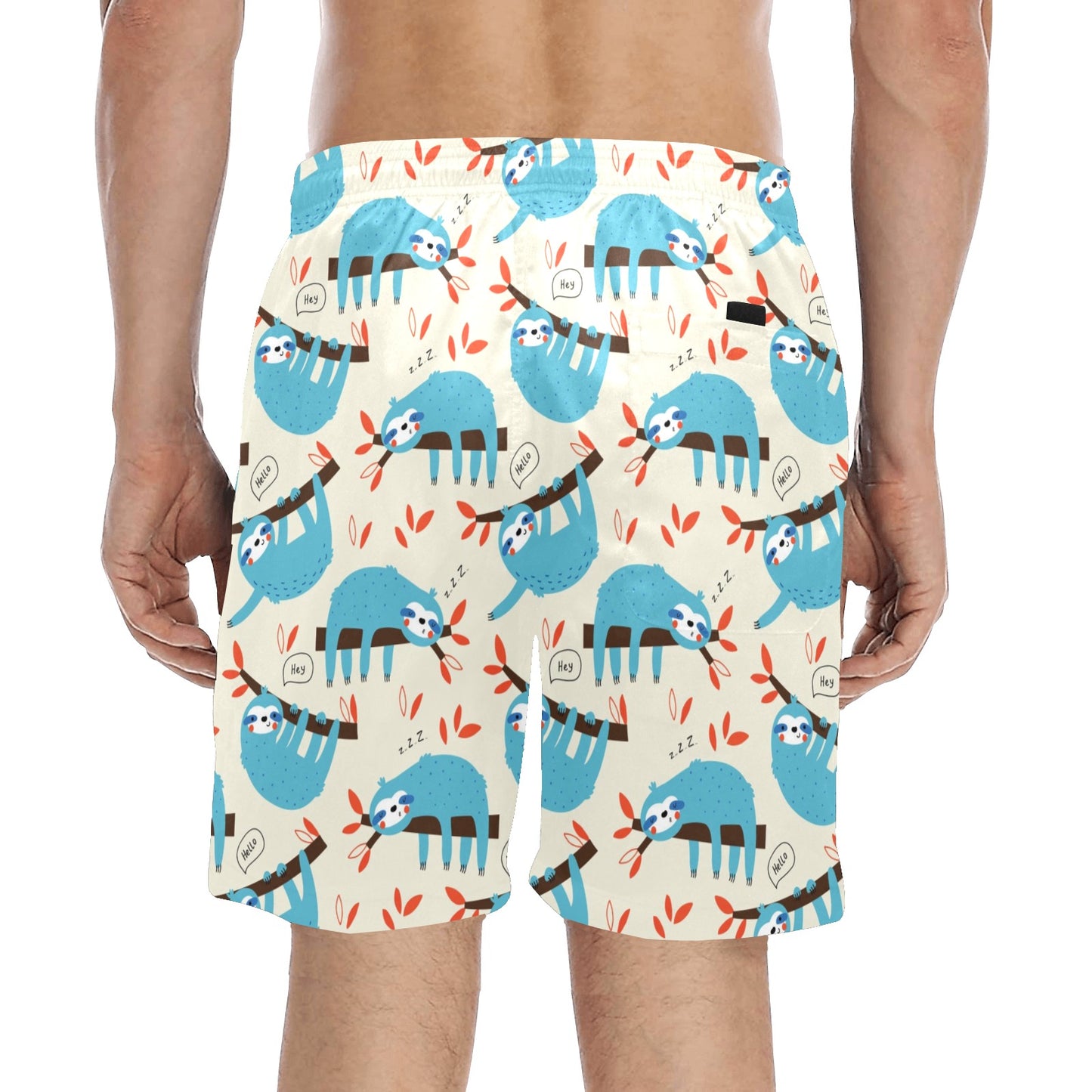 Sloth Print Design LKS3011 Men's Swim Trunks Beach Shorts