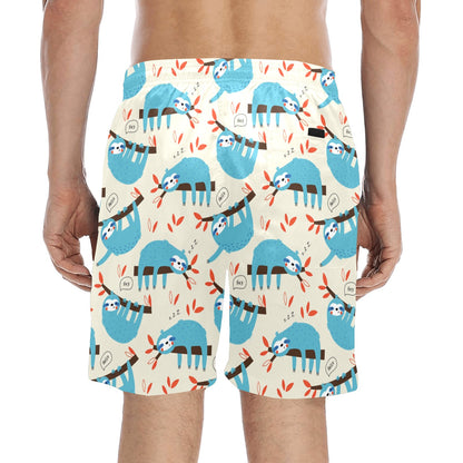 Sloth Print Design LKS3011 Men's Swim Trunks Beach Shorts