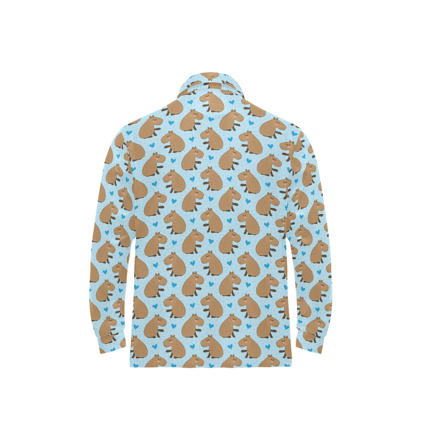 Capybara Pattern Print Design 01 Long Sleeve Polo Shirt For Men's