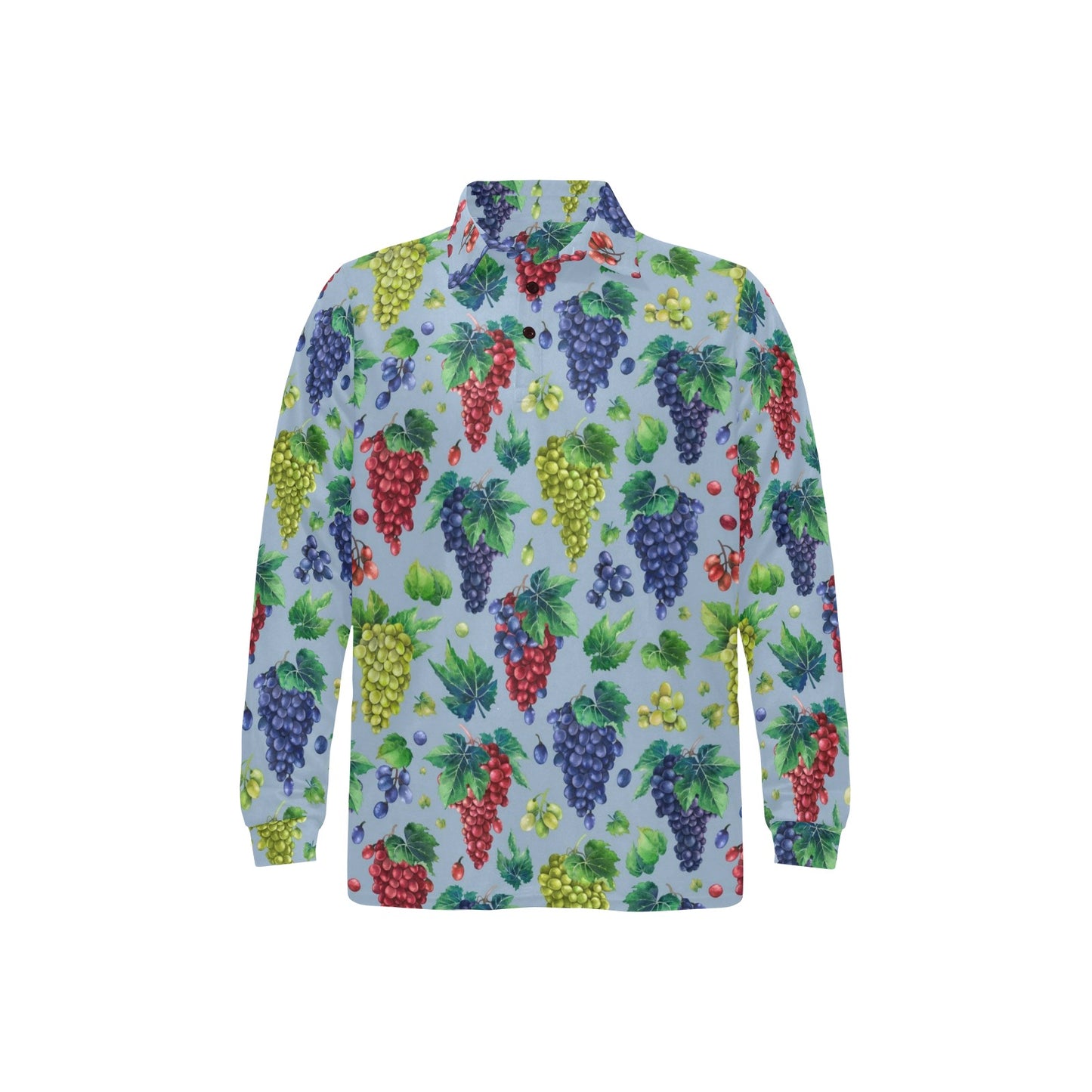 Grape Pattern Print Design GP06 Long Sleeve Polo Shirt For Men's
