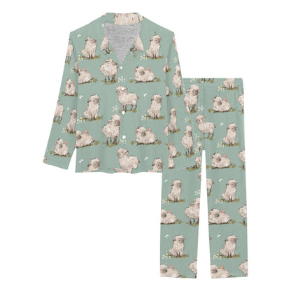 Sheep Print Design LKS405 Women's Long Pajama Set