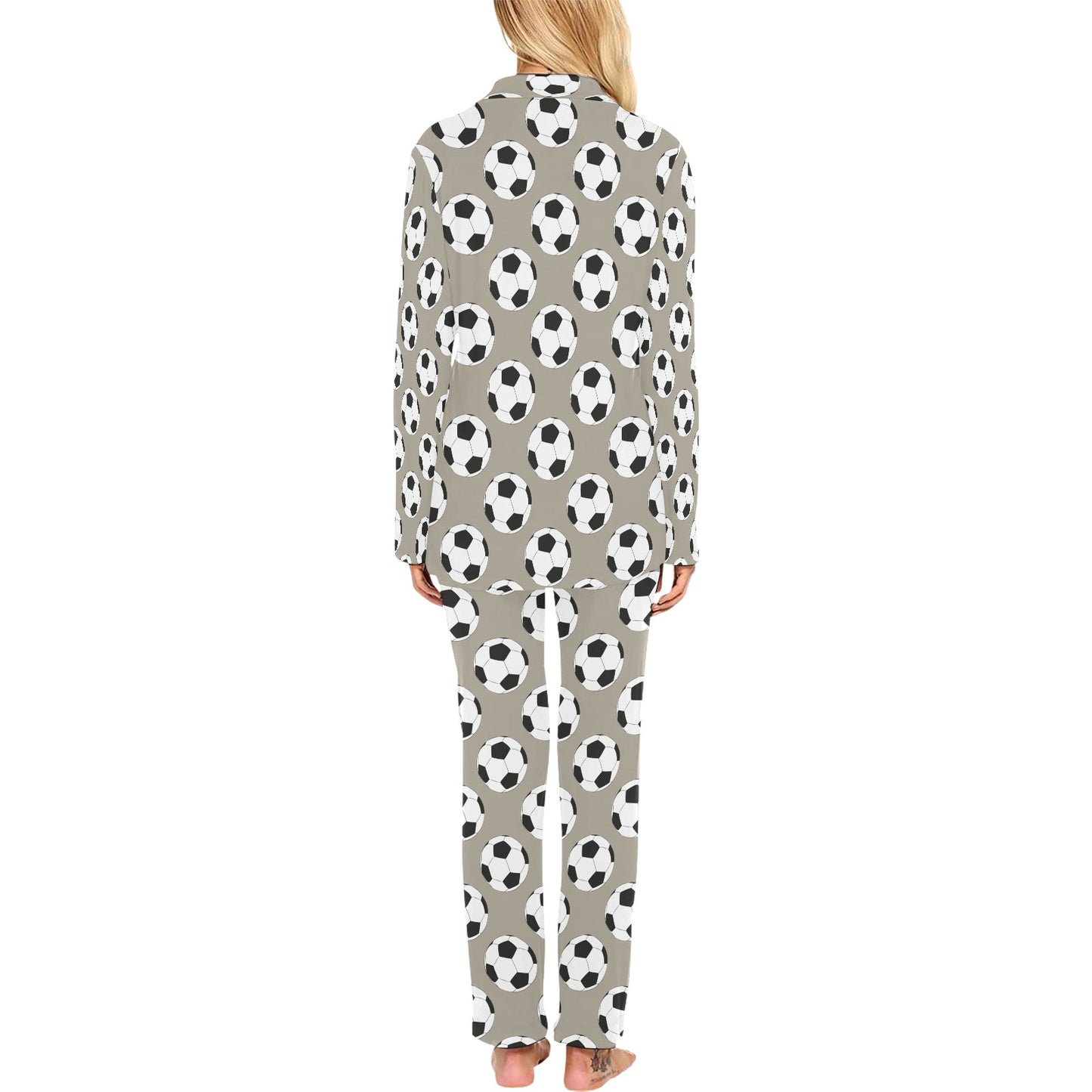 Soccer Ball Print Design LKS302 Women's Long Pajama Set