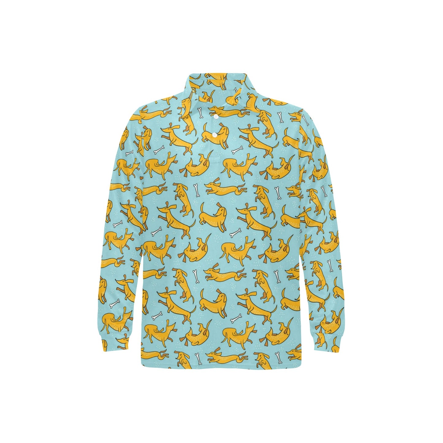 Dachshund Pattern Print Design 08 Long Sleeve Polo Shirt For Men's