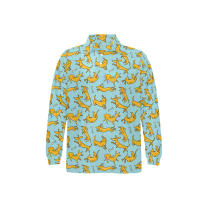 Dachshund Pattern Print Design 08 Long Sleeve Polo Shirt For Men's