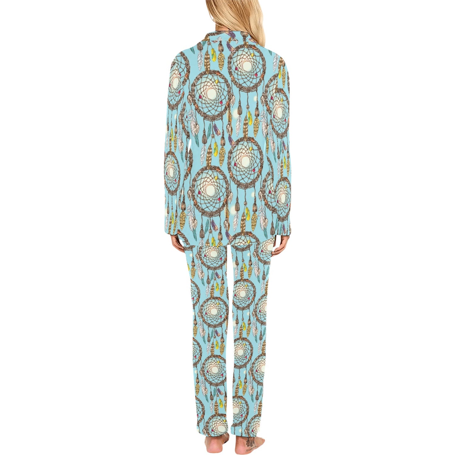 Blue Dream catcher Women's Long Pajama Set