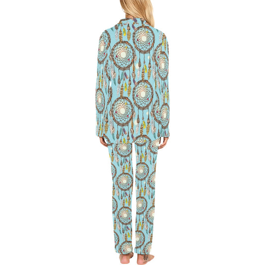 Blue Dream catcher Women's Long Pajama Set