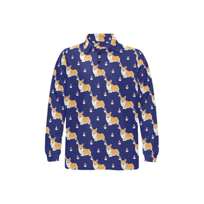 Pembroke Welsh Corgis Pattern Print Design A07 Long Sleeve Polo Shirt For Men's
