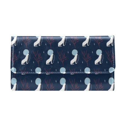 Wolf Moon Print Design LKS304 Women's Trifold Wallet