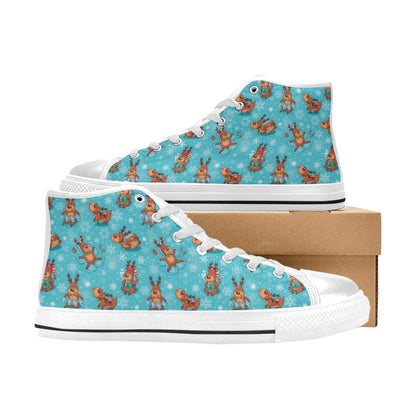 Reindeer Print Design LKS402 Men's High Top Canvas Shoes