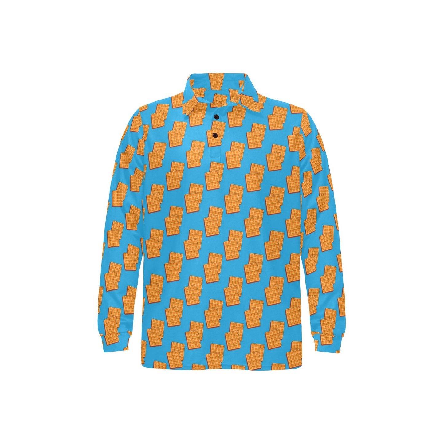 Waffle Print Design LKS304 Long Sleeve Polo Shirt For Men's