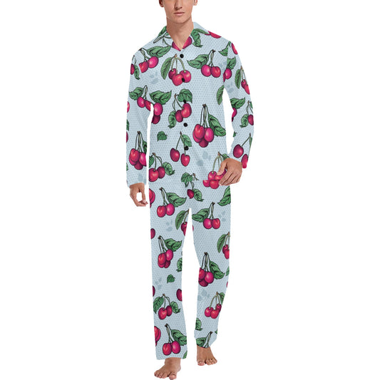 Cherry Pattern Print Design CH01 Men's Long Pajama Set