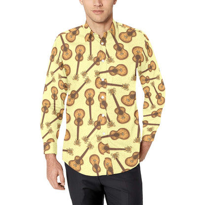 Acoustic Guitar Print Design LKS402 Men's Long Sleeve Dress Shirt
