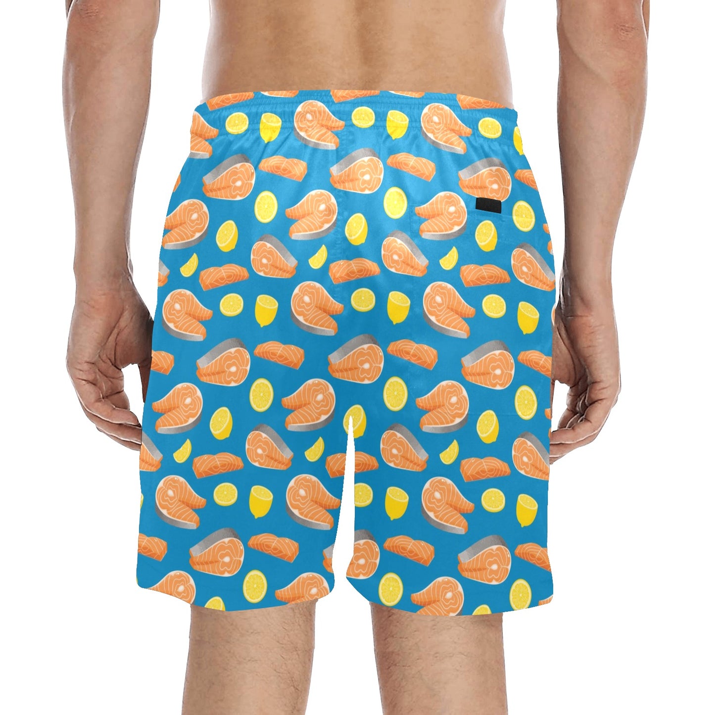 Salmon Steak With Lemon Print Design LKS308 Men's Swim Trunks Beach Shorts