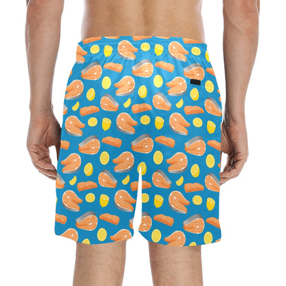 Salmon Steak With Lemon Print Design LKS308 Men's Swim Trunks Beach Shorts