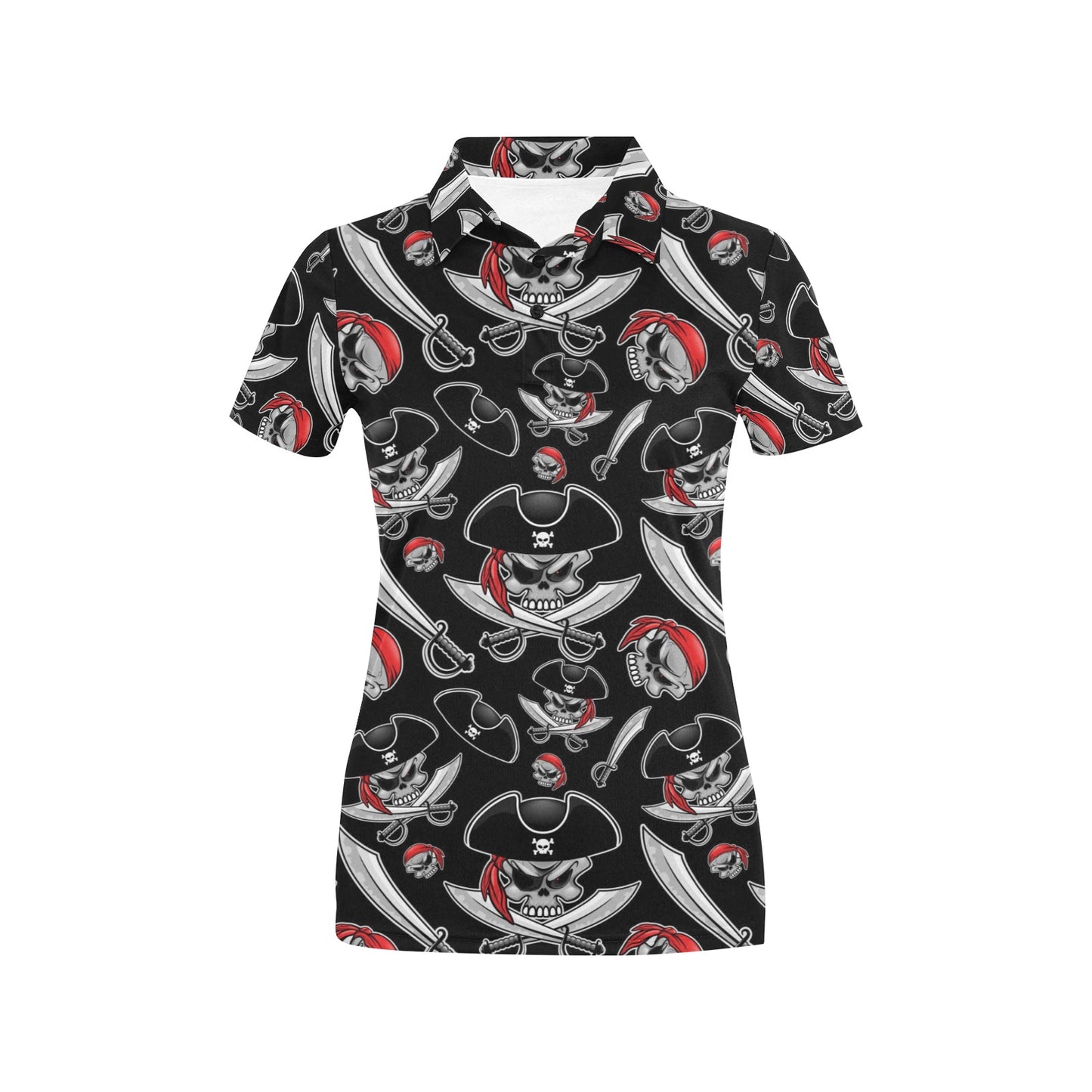 Pirate Pattern Print Design A05 Women's Polo Shirt