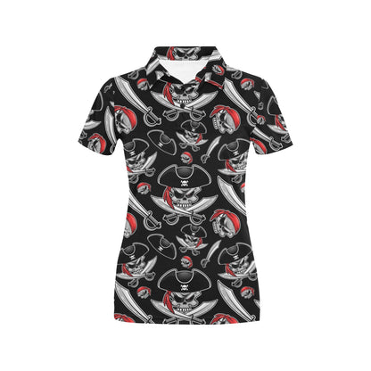 Pirate Pattern Print Design A05 Women's Polo Shirt