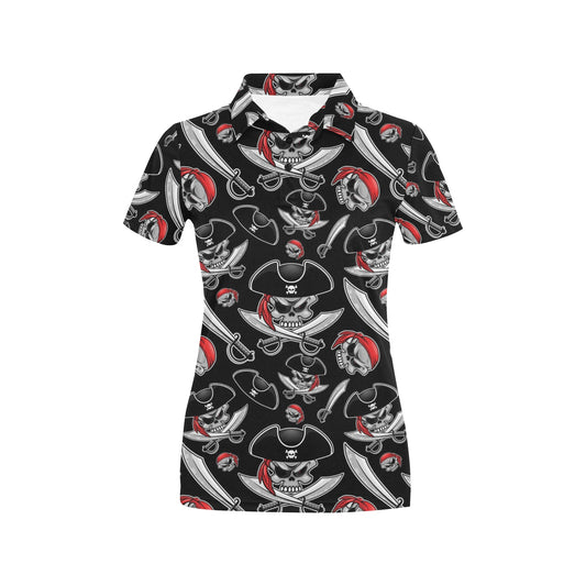 Pirate Pattern Print Design A05 Women's Polo Shirt