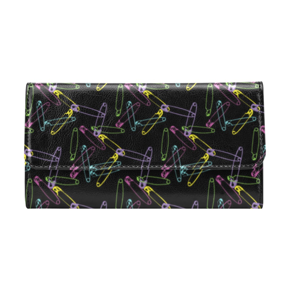 Safety Pin Print Design LKS304 Women's Trifold Wallet