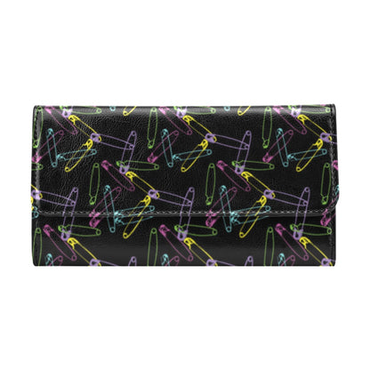 Safety Pin Print Design LKS304 Women's Trifold Wallet