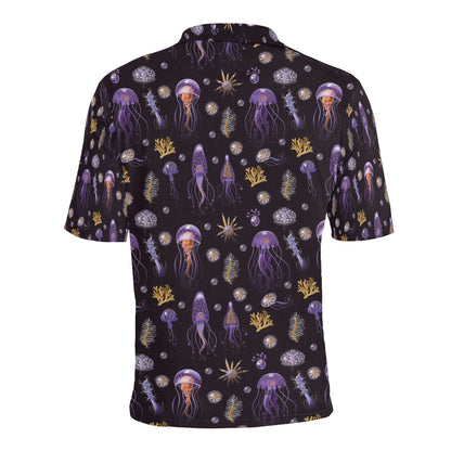 Seaweed With Jelly Fish Print Design LKS305 Men Polo Shirt