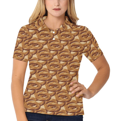 Bagel Pattern Print Design 02 Women's Polo Shirt