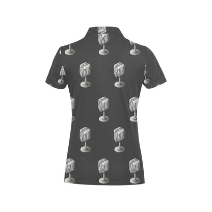 Microphone Vintage Pattern Print Design 01 Women's Polo Shirt