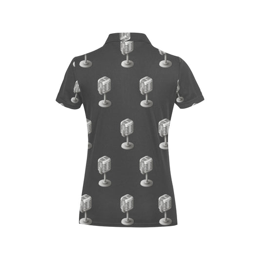 Microphone Vintage Pattern Print Design 01 Women's Polo Shirt
