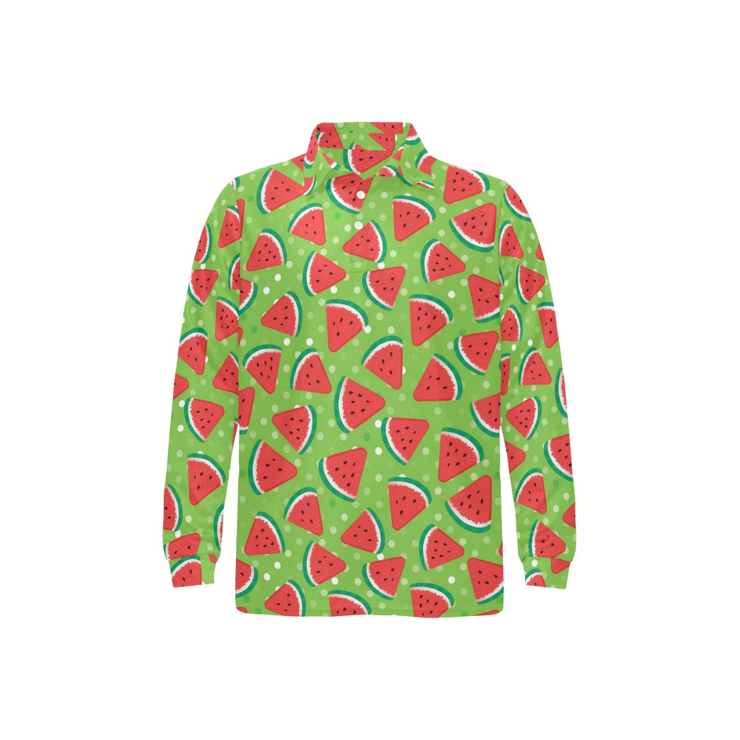 Watermelon Pattern Print Design WM05 Long Sleeve Polo Shirt For Men's