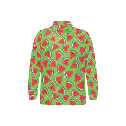 Watermelon Pattern Print Design WM05 Long Sleeve Polo Shirt For Men's
