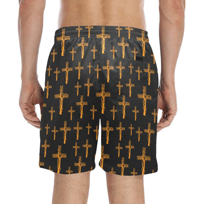 Christian Tree of Life Cross Design Men's Swim Trunks Beach Shorts