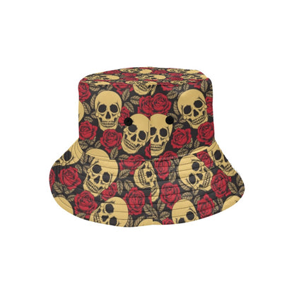 Skull And Roses Print Design LKS302 Unisex Bucket Hat