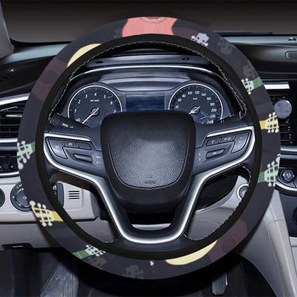Acoustic Guitar Print Design LKS401 Steering Wheel Cover with Elastic Edge