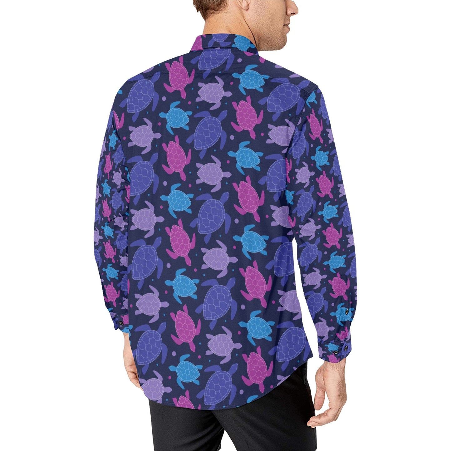 Sea Turtle Print Design LKS309 Men's Long Sleeve Dress Shirt