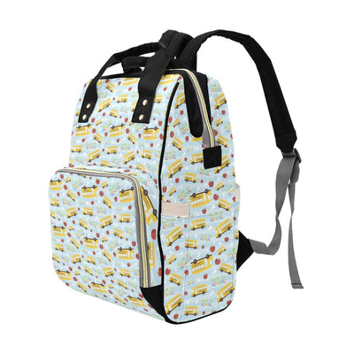 School Bus Back To School Print Design LKS303 Diaper Bag Backpack