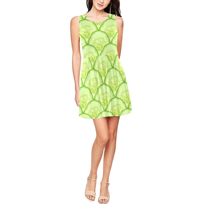 Cucumber Pattern Print Design CC04 Sleeveless Dress