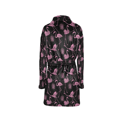 Flamingo Pink Print Pattern Women's Fleece Robe