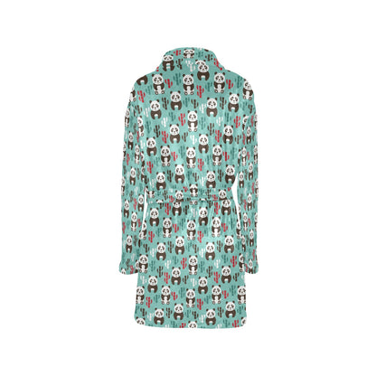 Panda Bear Cute Themed Print Women's Fleece Robe