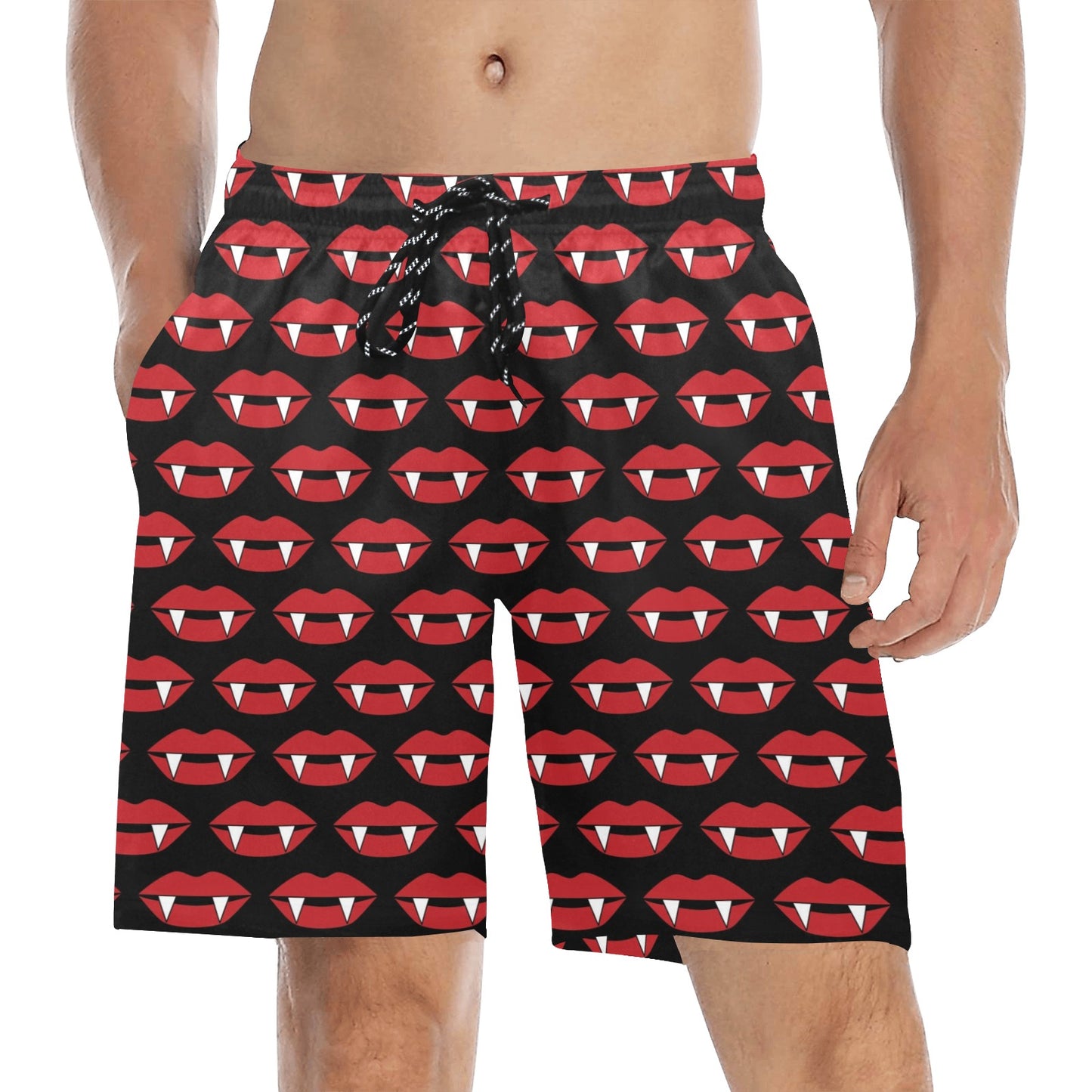 Vampire Lips Print Design LKS302 Men's Swim Trunks Beach Shorts