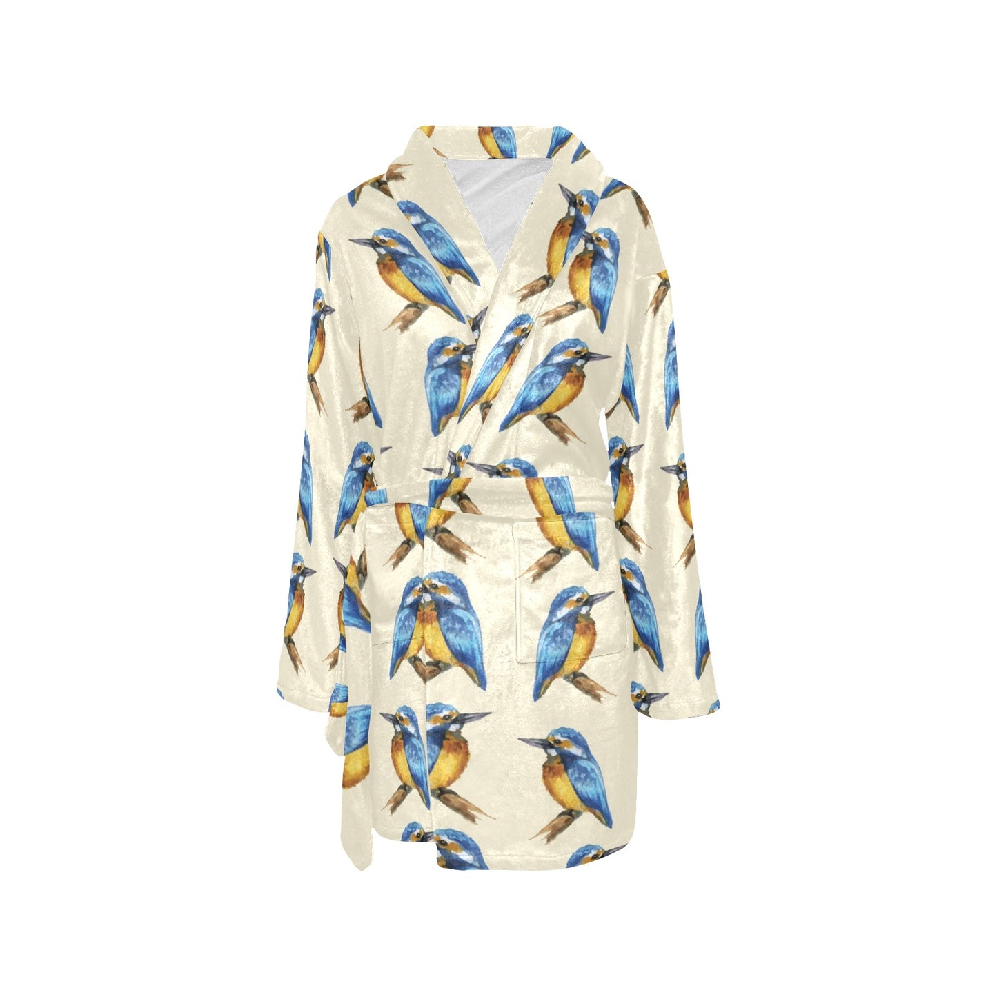 Kingfisher Pattern Print Design 01 Women's Fleece Robe