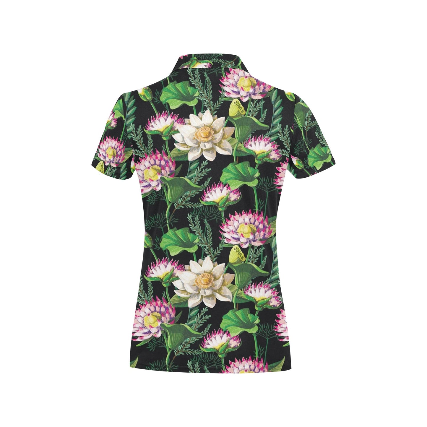 Water Lily Pattern Print Design WL010 Women's Polo Shirt