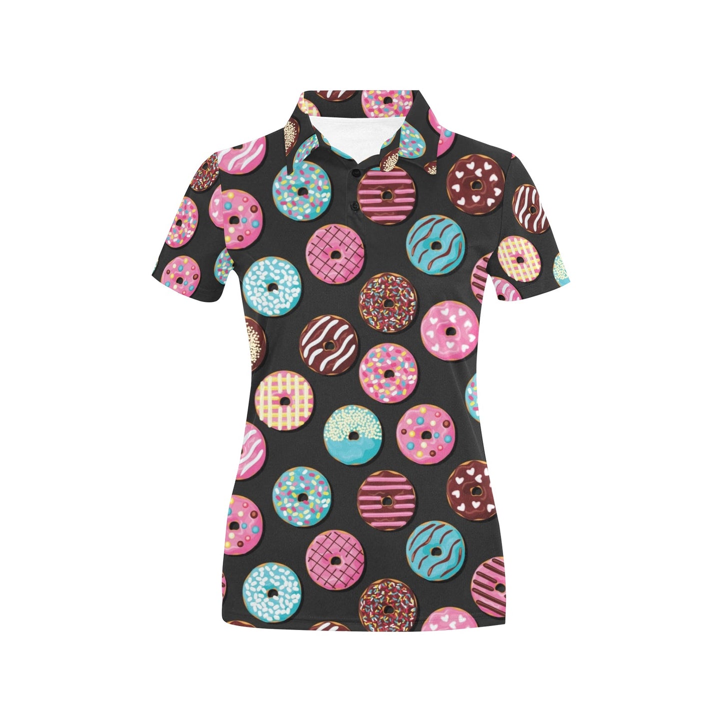 Donut Pattern Print Design DN02 Women's Polo Shirt