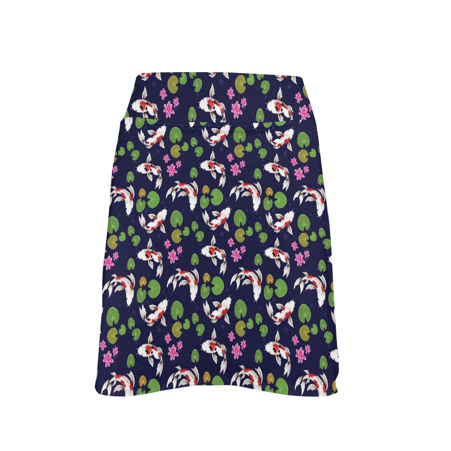 Koi Carp Pattern Design Themed Print 17" Golf & Pickleball Skort with Pockets