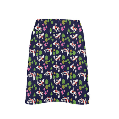 Koi Carp Pattern Design Themed Print 17" Golf & Pickleball Skort with Pockets