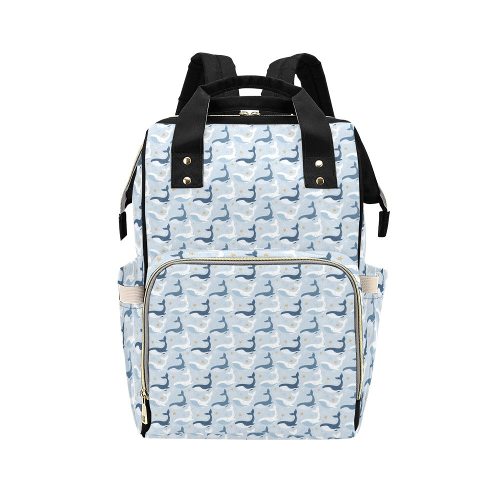 Whale Print Design LKS305 Diaper Bag Backpack