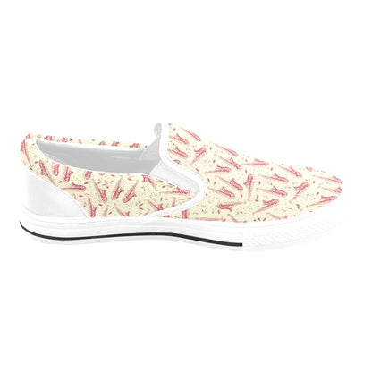 Saxophone Print Design LKS402 White Slip Ons Canvas Women's Shoes